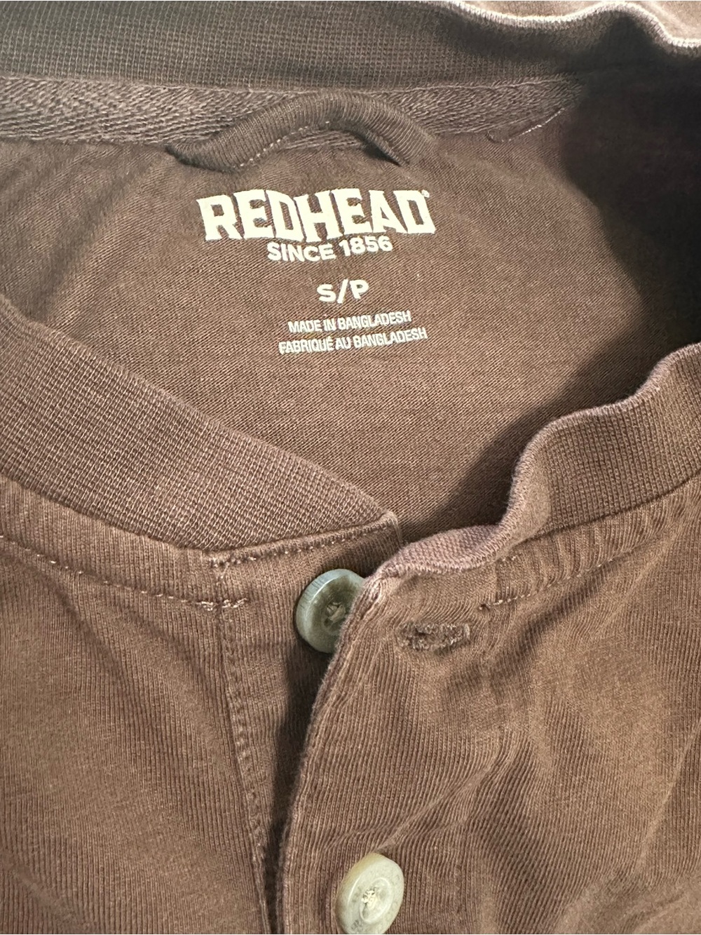 RedHead. Men's Brown Long-Sleeve Henley with Chest Pocket - Picture 5 of 5
